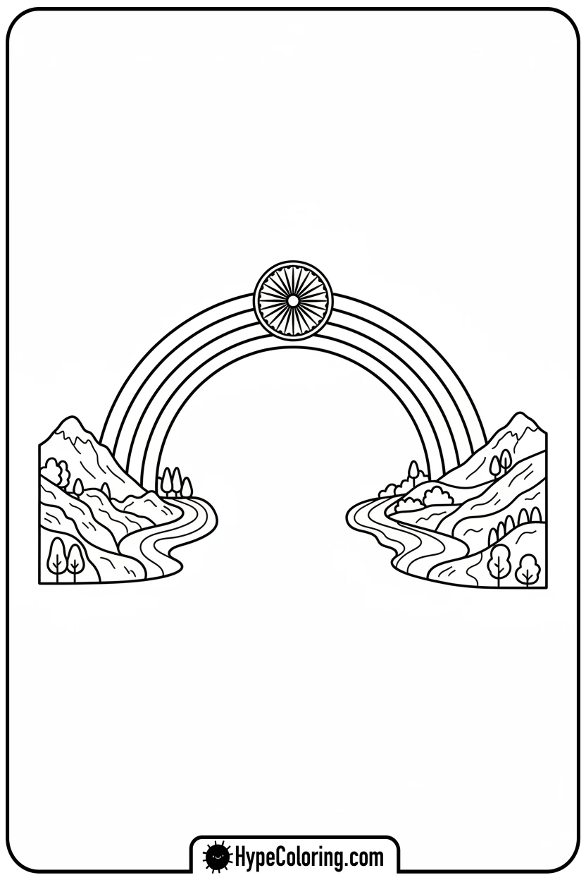 india-flag-as-unity-bridge - india flag coloring page