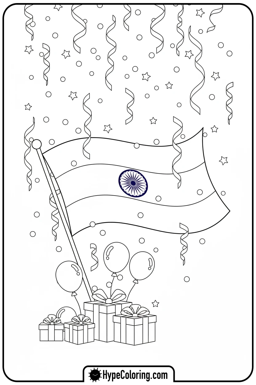 india-flag-in-confetti-celebration - india flag coloring page