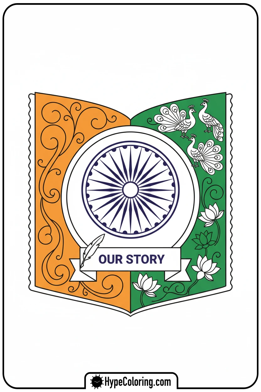 india-flag-as-storytelling-book - india flag coloring page