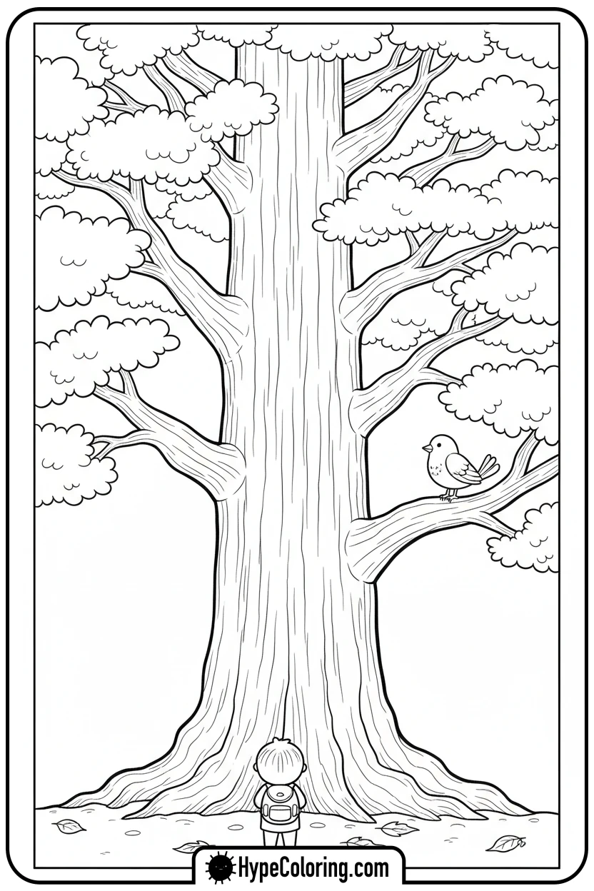 redwood-tree-with-child - coloring book pages trees