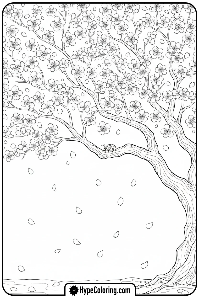 cherry-blossom-tree-in-bloom - coloring book pages trees