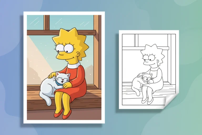 lisa-simpson-gently-petting-snowball - simpsons coloring book pages