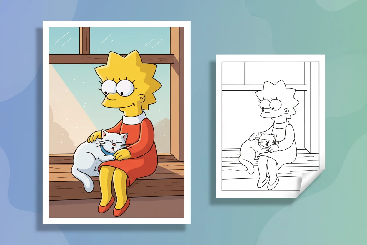 lisa-simpson-gently-petting-snowball - simpsons coloring book pages