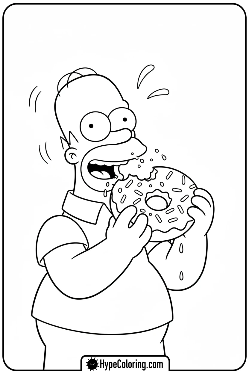 homer-eating-a-donut - simpsons coloring book pages