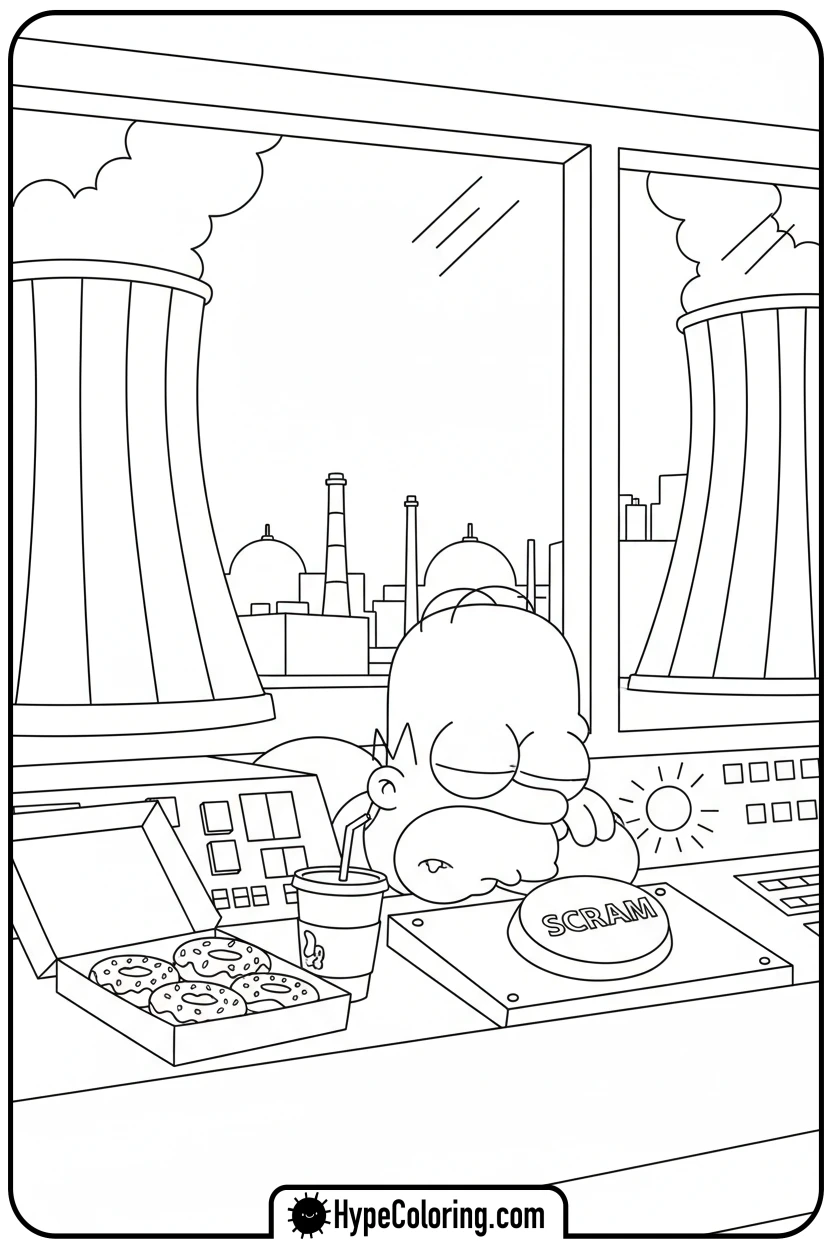 homer-sleeping-at-work - simpsons coloring book pages