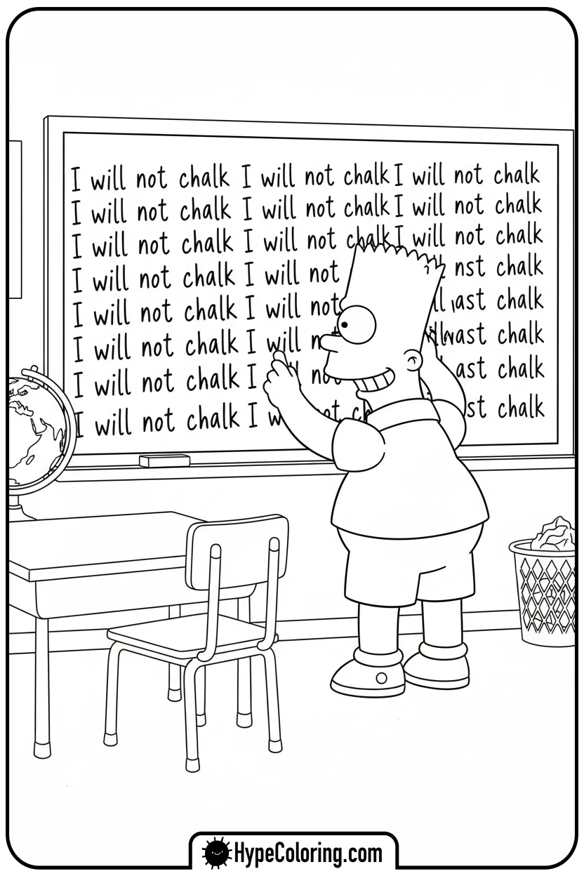 bart-writing-on-chalkboard - simpsons coloring book pages
