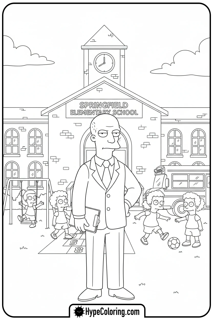 principal-skinner-at-school - simpsons coloring book pages