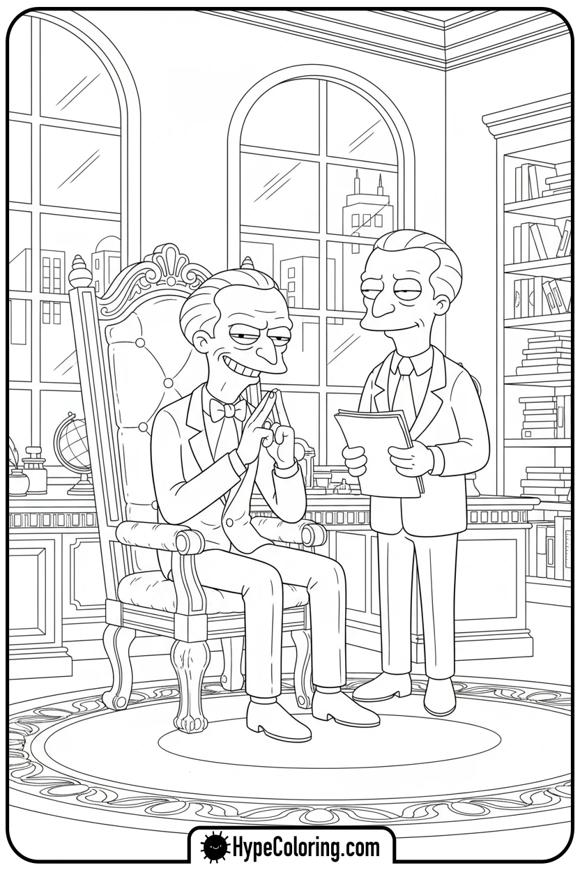 mr-burns-and-smithers - simpsons coloring book pages