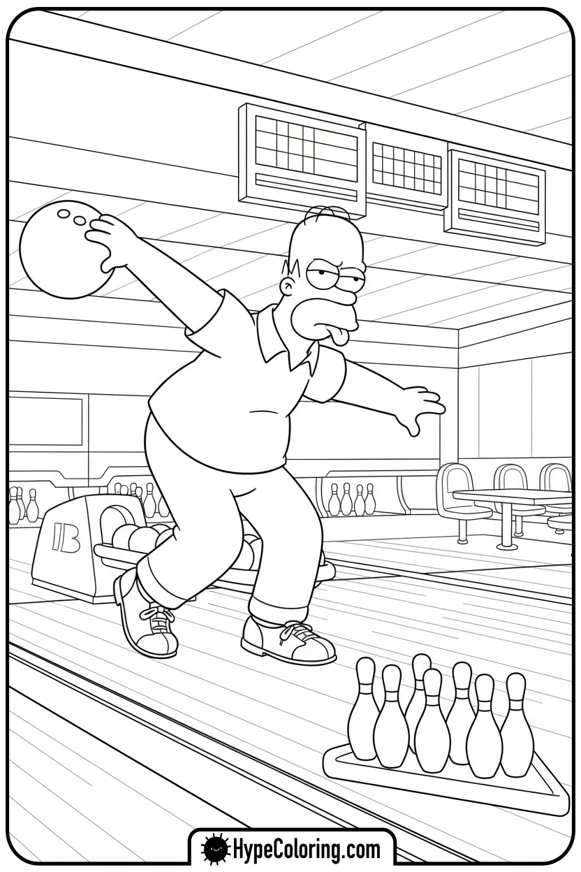 homer-bowling - simpsons coloring book pages