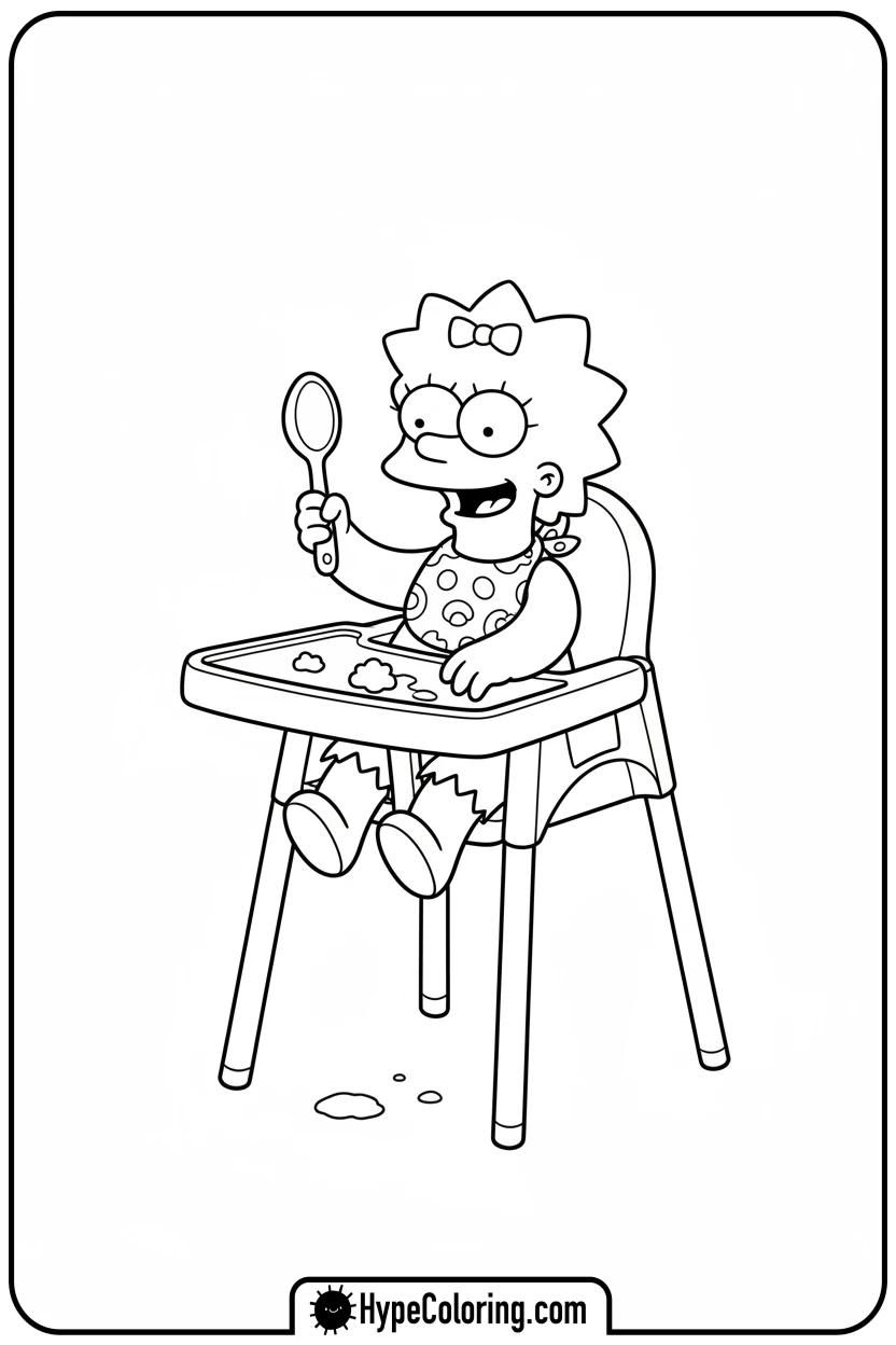 maggie-in-high-chair - simpsons coloring book pages