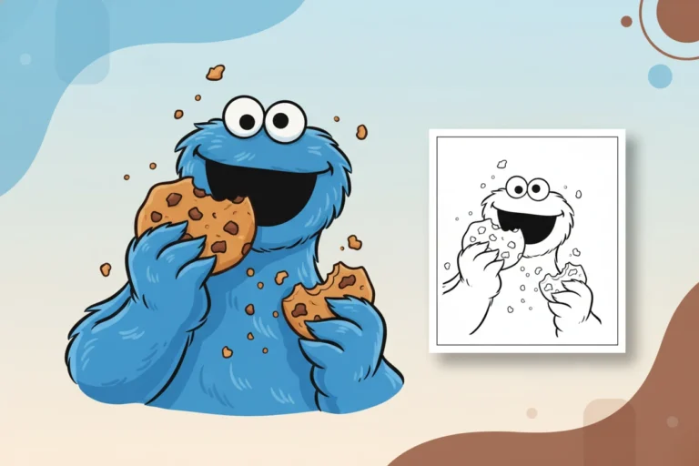 cookie-monster-gleefully-holding-a - cookie monster coloring book pages