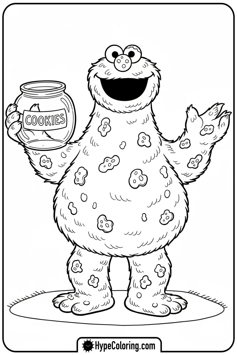 cookie-monster-messy-after-eating - cookie monster coloring book pages
