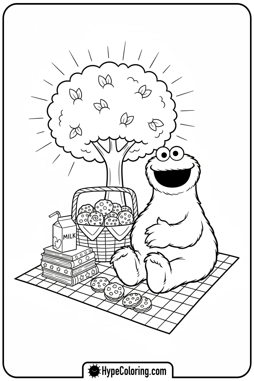 cookie-monster-picnic - cookie monster coloring book pages