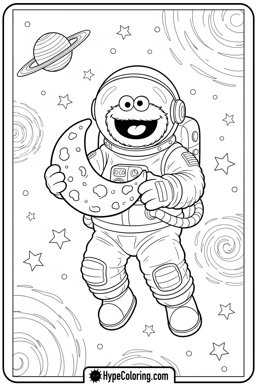 cookie-monster-astronaut-in-space - cookie monster coloring book pages