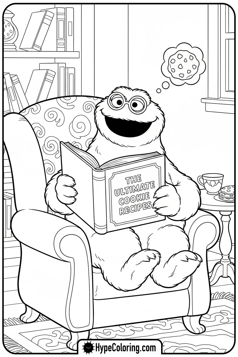 cookie-monster-reading-cookbook - cookie monster coloring book pages