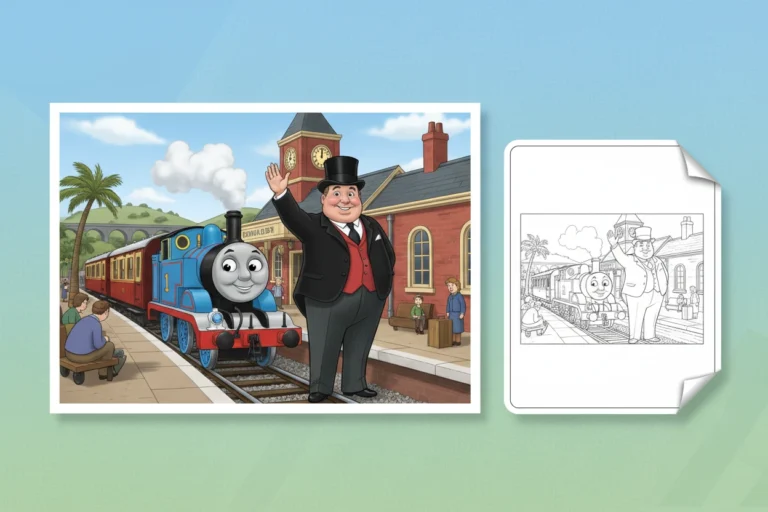 the-fat-controller-standing-on - thomas and friends coloring pages