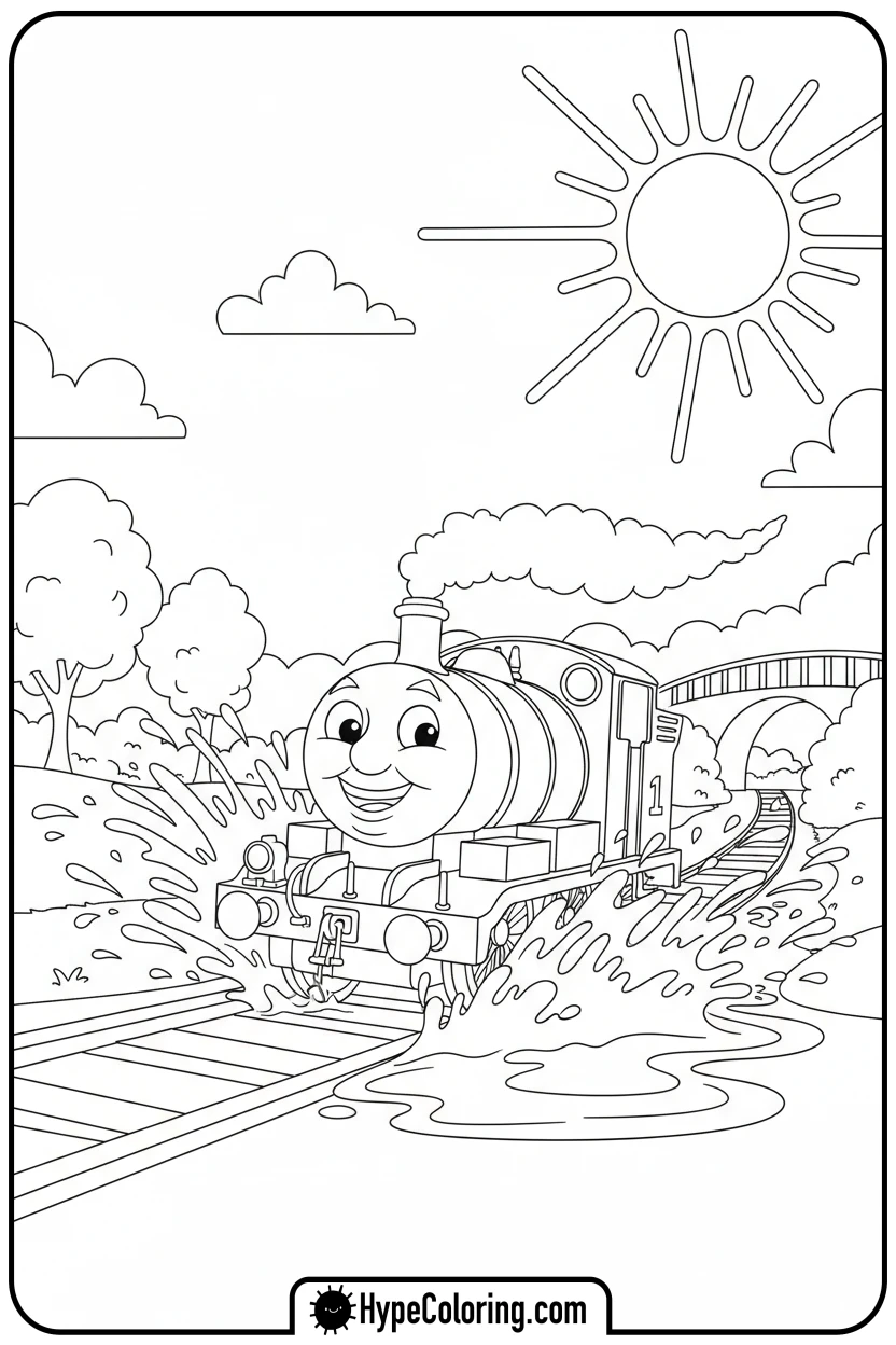 percy-splashing-in-puddle - thomas and friends coloring pages