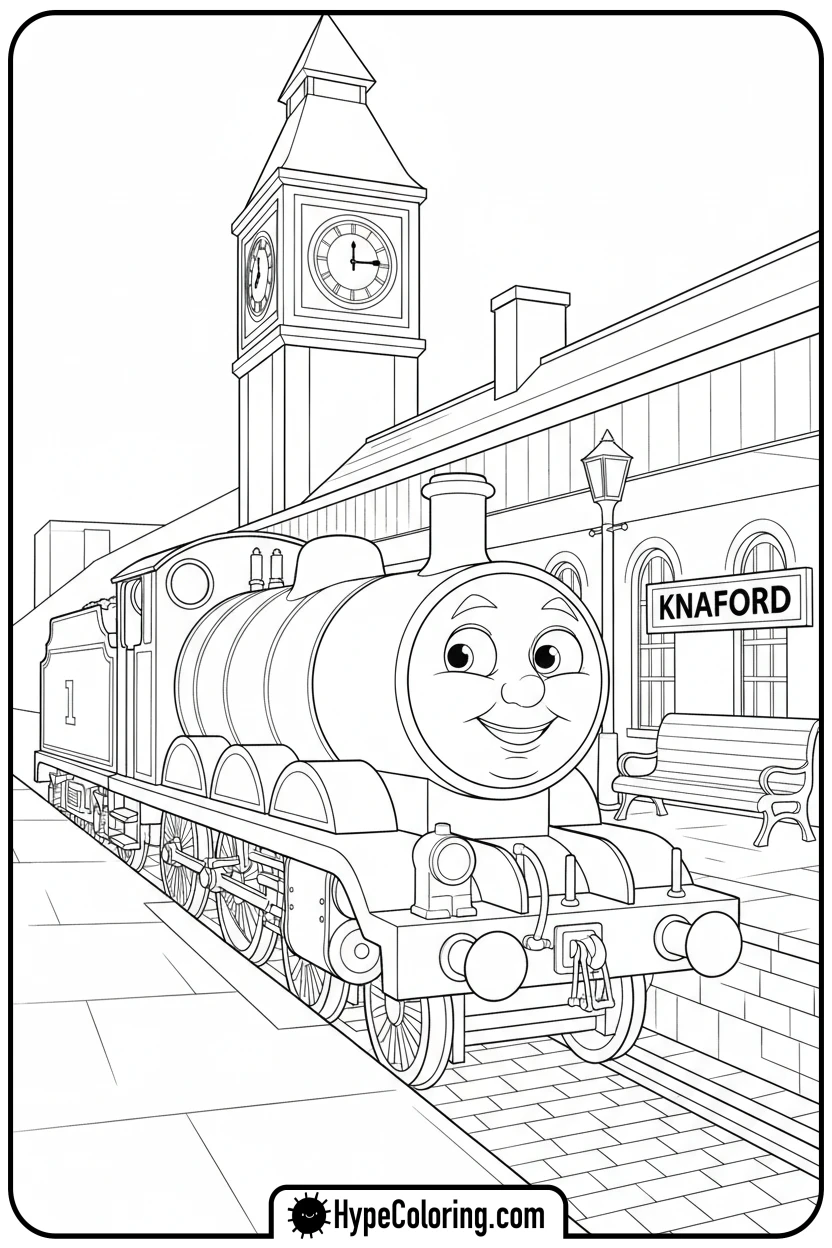 james-at-knapford-station - thomas and friends coloring pages