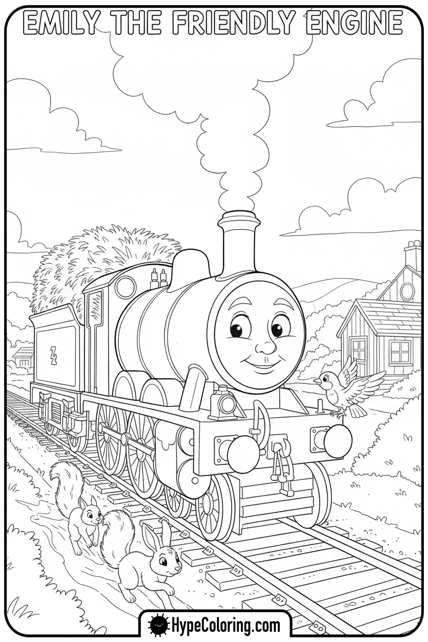 emily-helping-animals-cross-tracks - thomas and friends coloring pages