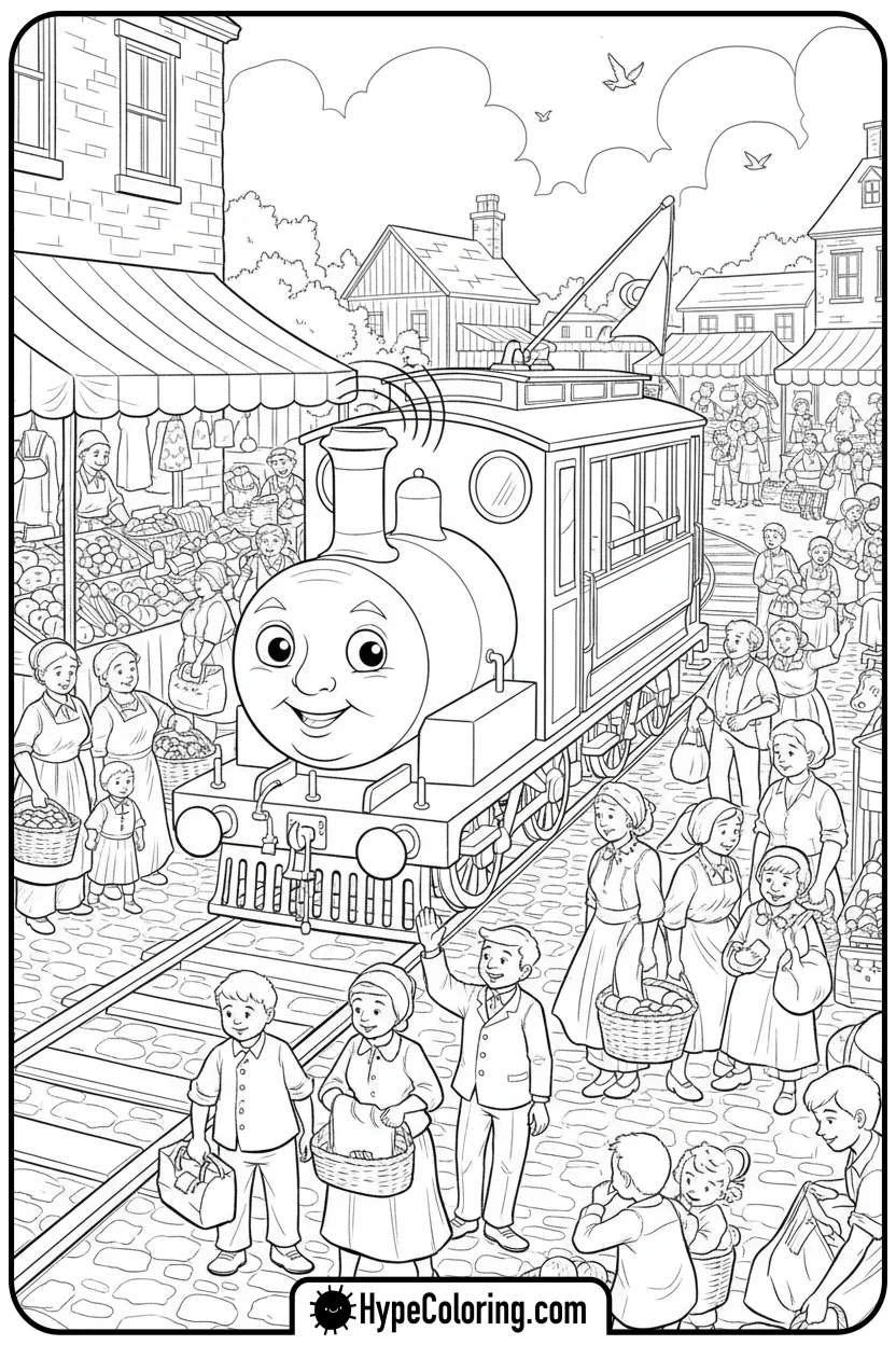 toby-in-marketplace - thomas and friends coloring pages