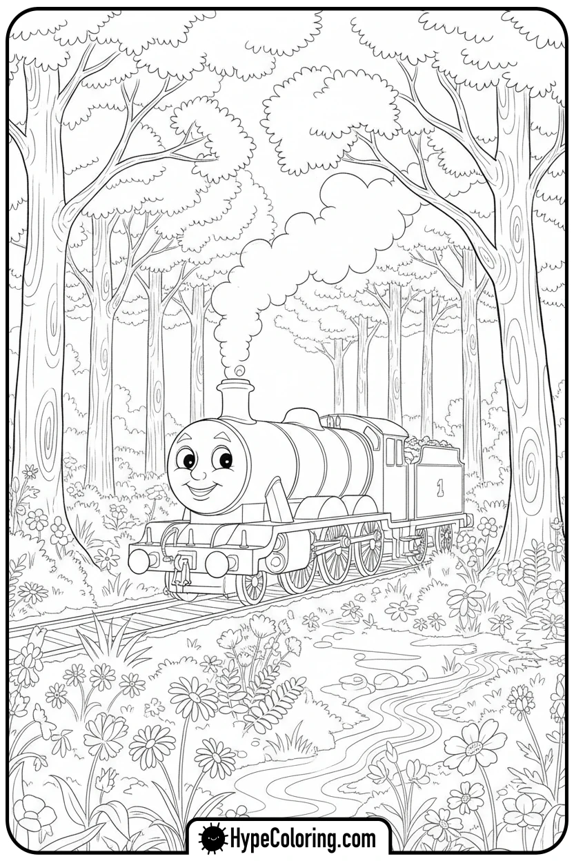 henry-in-forest-clearing - thomas and friends coloring pages