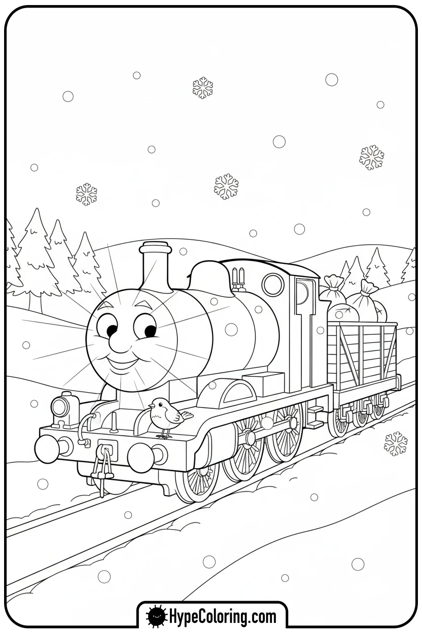 percy-delivering-mail-in-snow - thomas and friends coloring pages