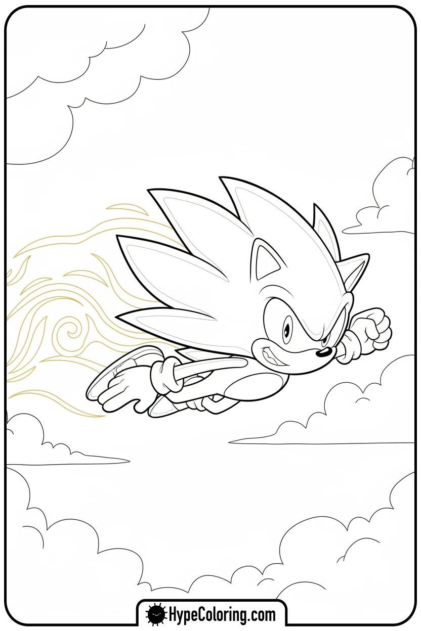 super-sonic-flying-confidently - sonic coloring pages super sonic