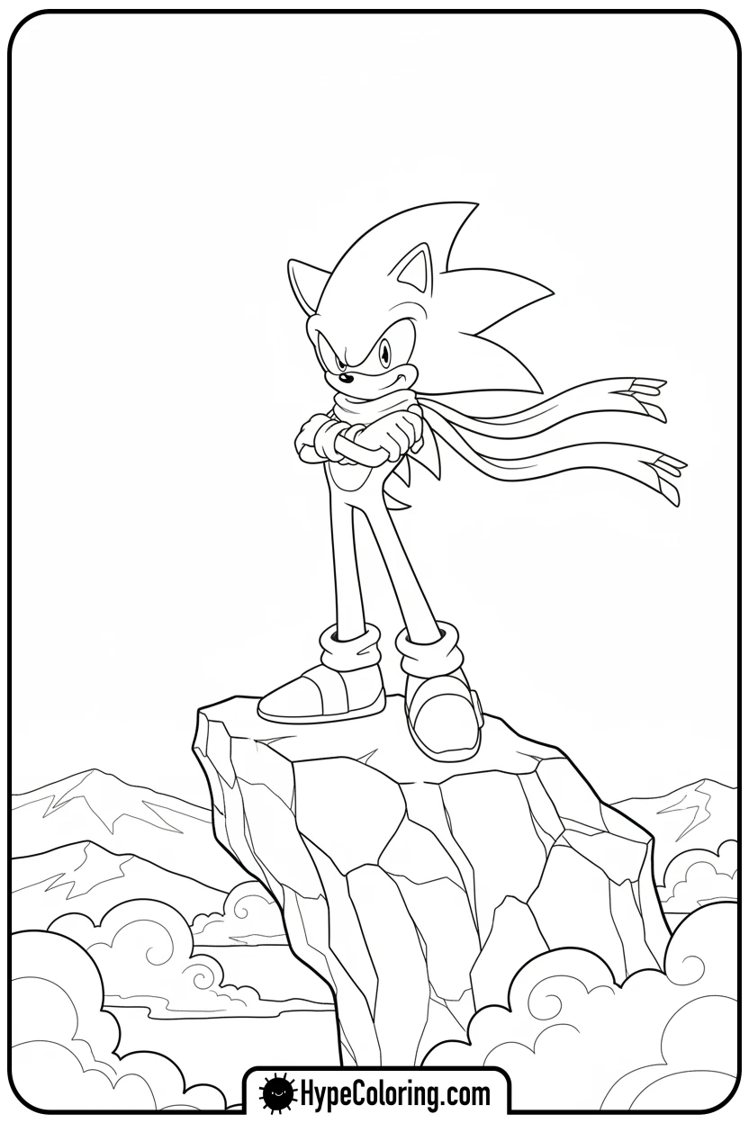 super-sonic-on-mountain-peak - sonic coloring pages super sonic