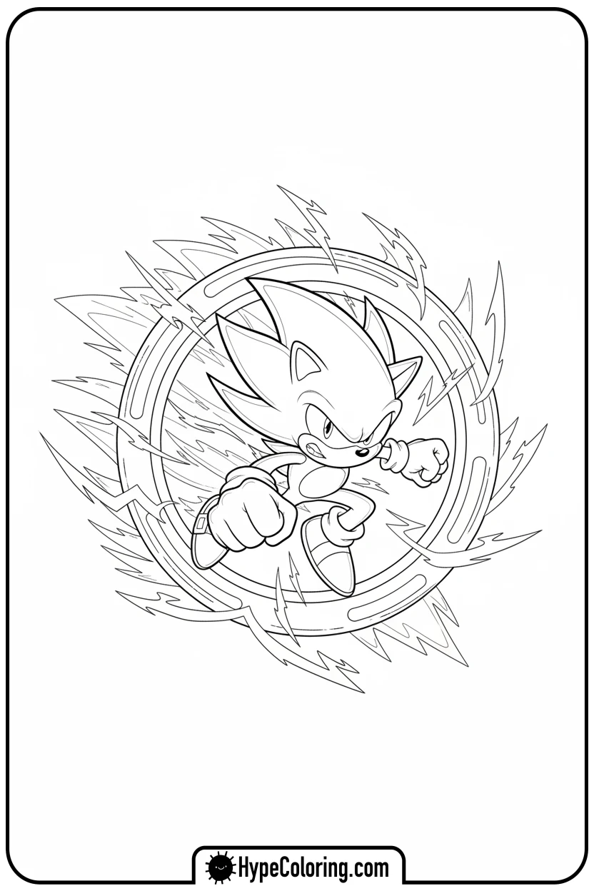 super-sonic-through-ring - sonic coloring pages super sonic