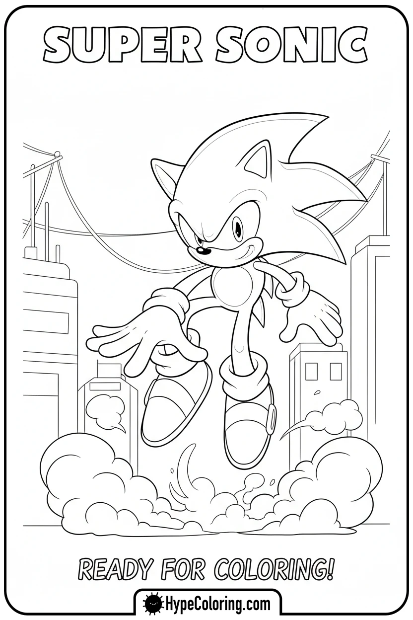 super-sonic-landing-softly - sonic coloring pages super sonic