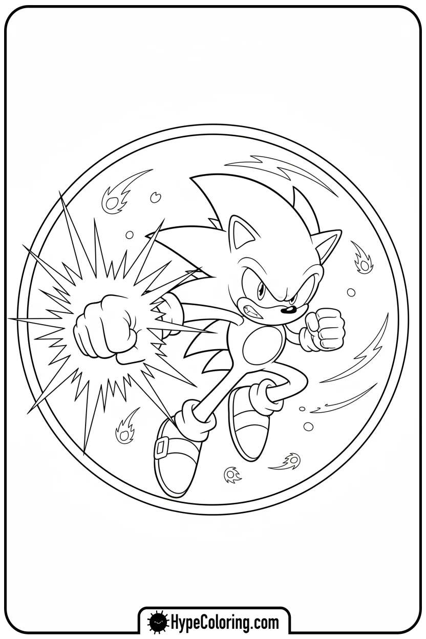 super-sonic-punching - sonic coloring pages super sonic