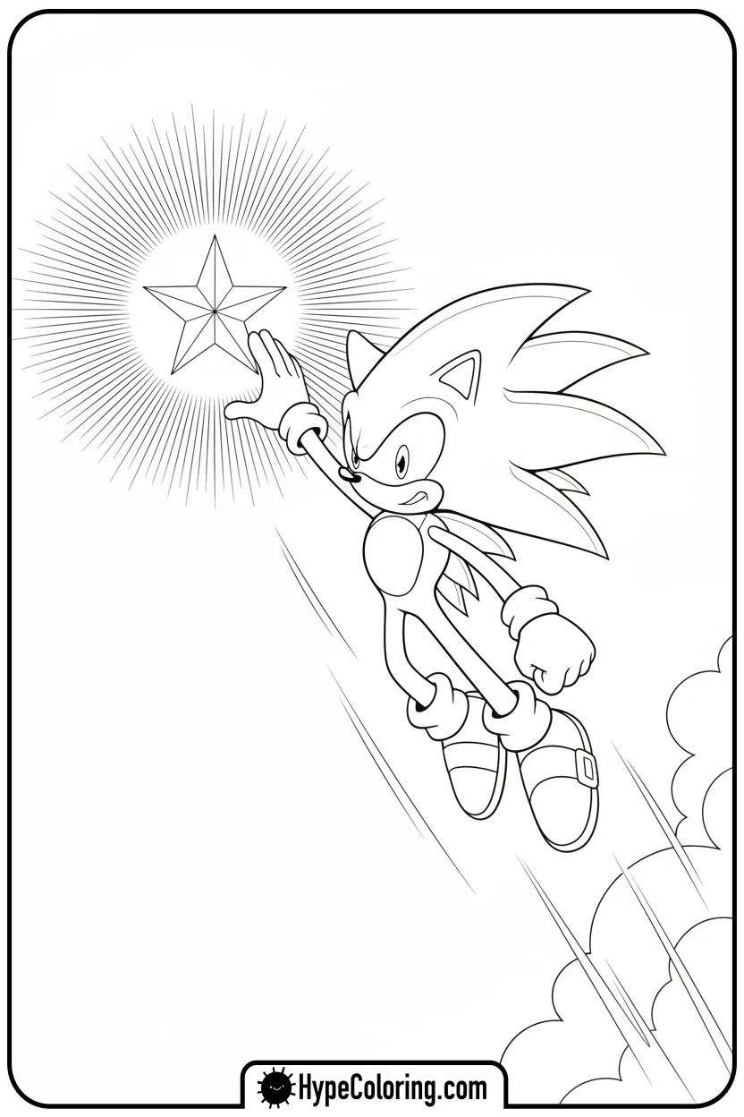 super-sonic-reaching-star - sonic coloring pages super sonic