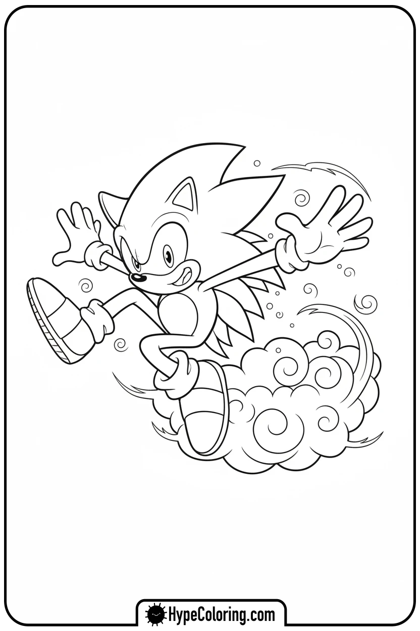 super-sonic-gliding-from-cloud - sonic coloring pages super sonic