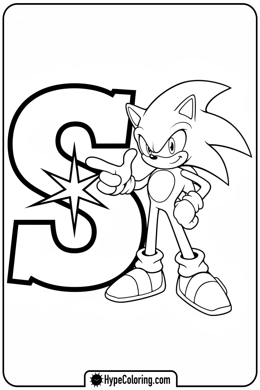 super-sonic-with-s-initial - sonic coloring pages super sonic