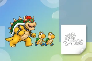 bowser-leading-a-line-of - super mario coloring pages bowser