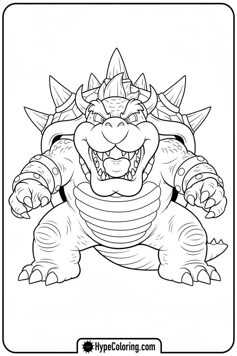 bowser-roaring-fiercely - super mario coloring pages bowser