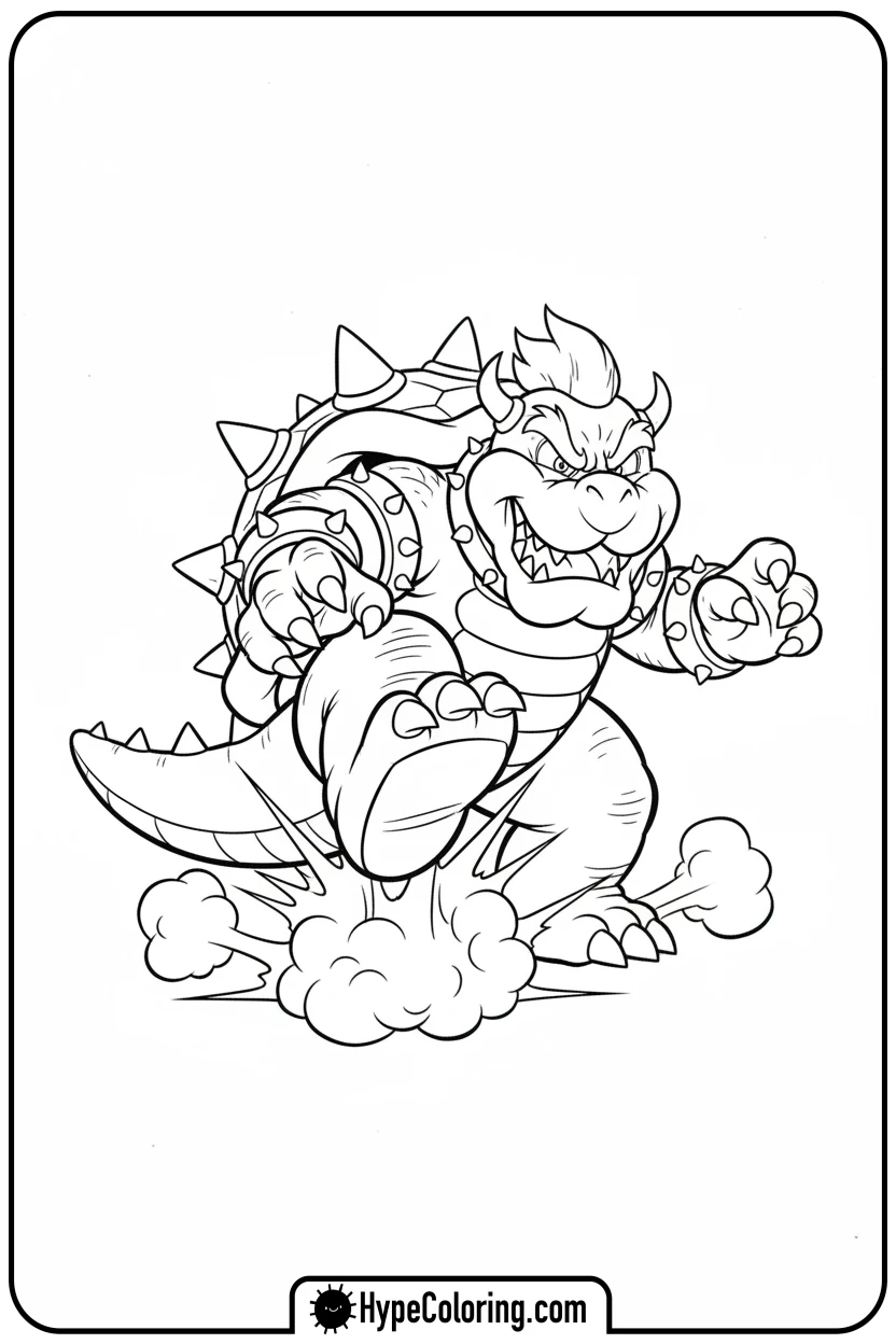 bowser-stomping-foot - super mario coloring pages bowser