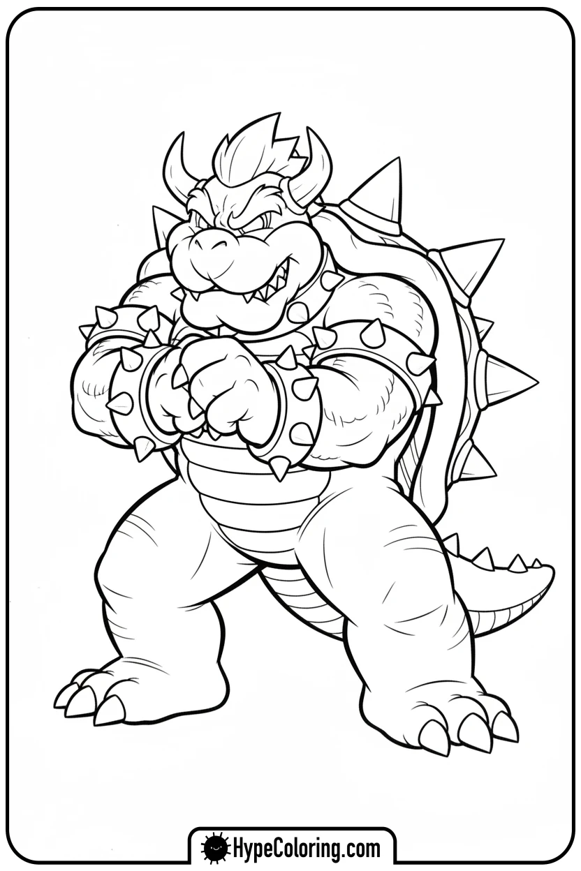 bowser-with-arms-crossed - super mario coloring pages bowser