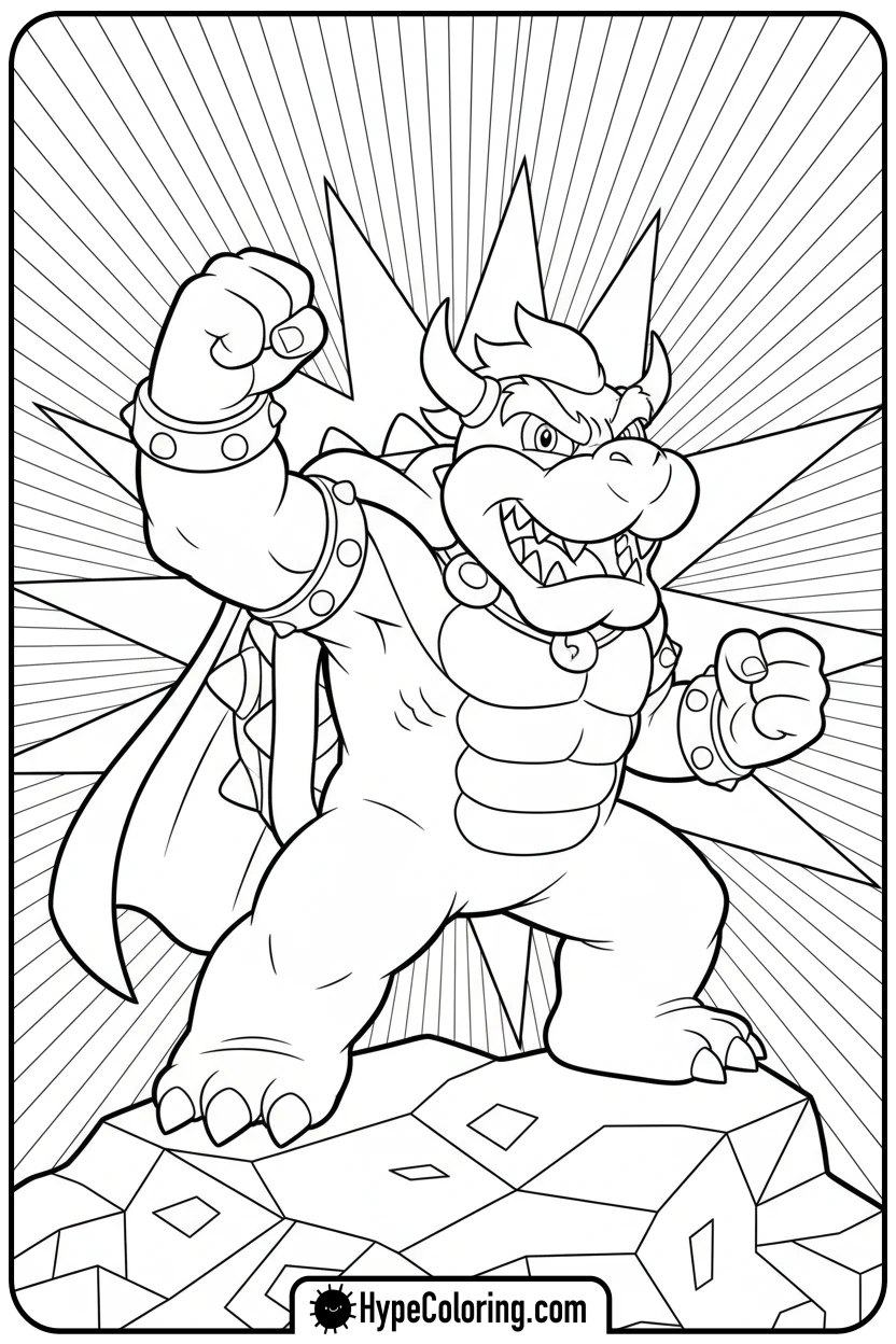 bowser-superhero-pose - super mario coloring pages bowser