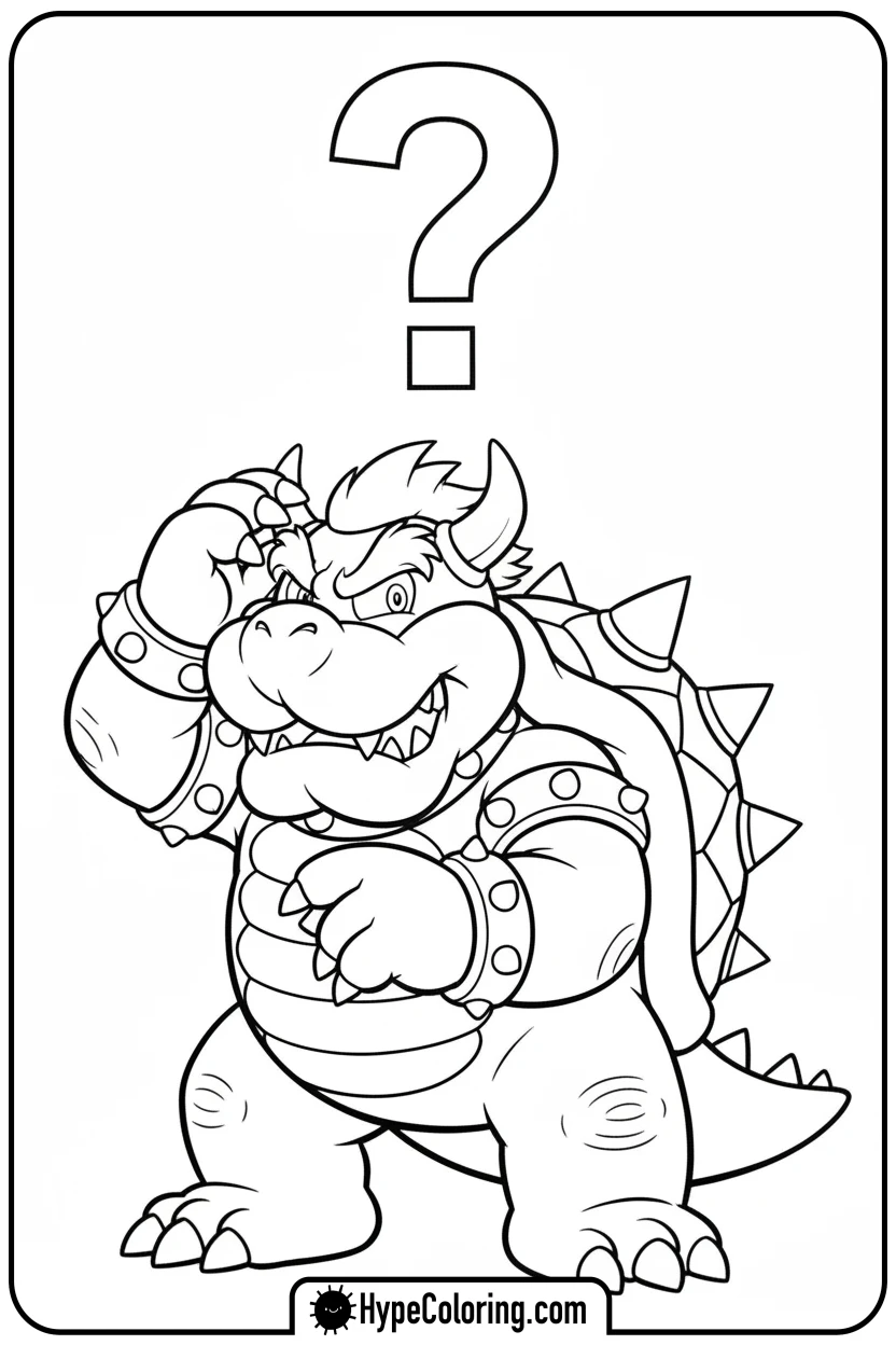 bowser-looking-confused - super mario coloring pages bowser