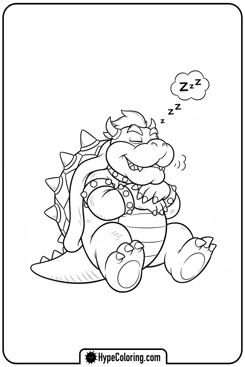 bowser-sleeping-peacefully - super mario coloring pages bowser
