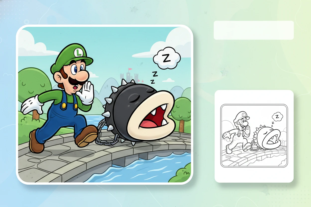 luigi-cautiously-tiptoeing-past-a - coloring pages of super mario bros