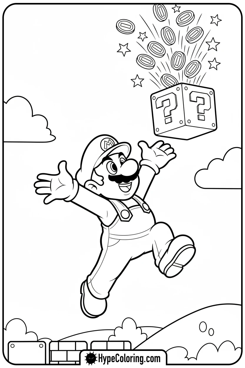 mario-jumping-for-coins - coloring pages of super mario bros