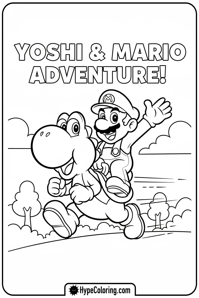 mario-riding-yoshi - coloring pages of super mario bros