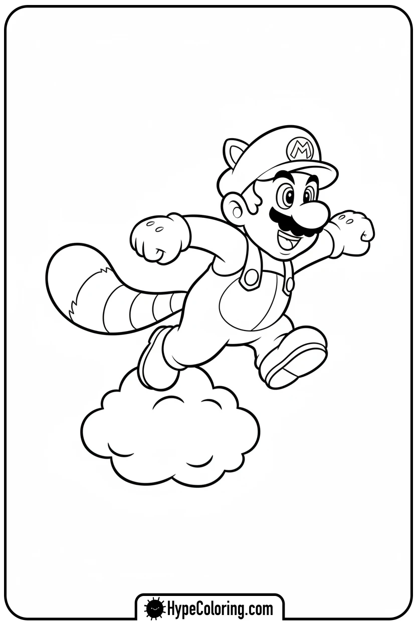 tanooki-mario-flying - coloring pages of super mario bros