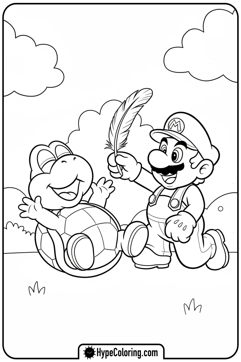 mario-tickling-koopa-troopa - coloring pages of super mario bros