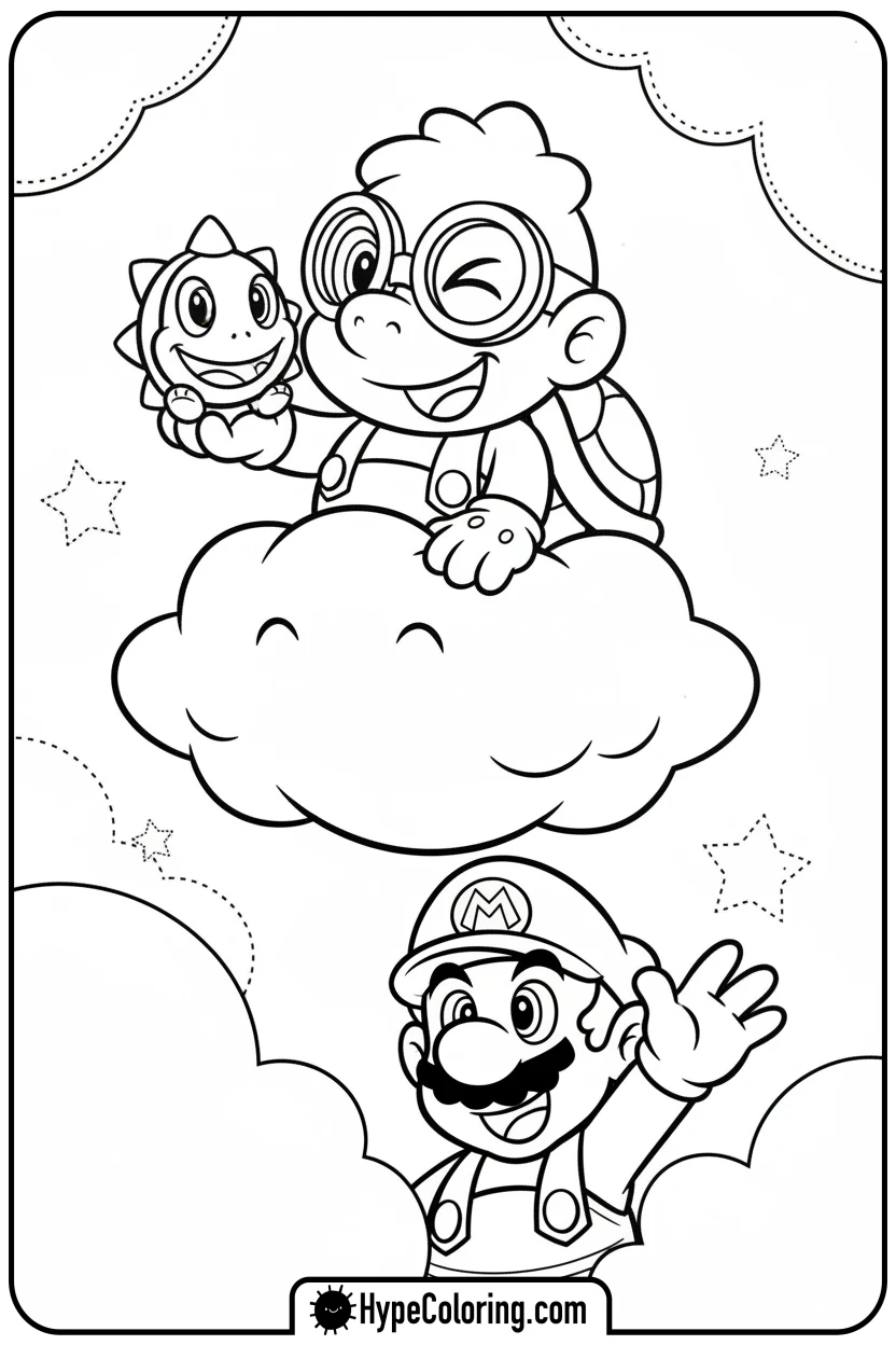 lakitu-with-spiny - coloring pages of super mario bros