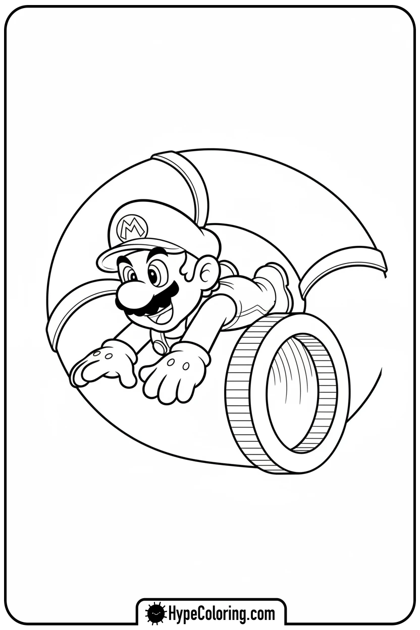 mario-sliding-down-pipe - coloring pages of super mario bros