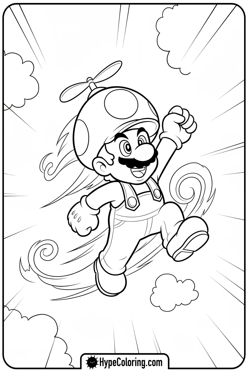 propeller-mario-flying - coloring pages of super mario bros