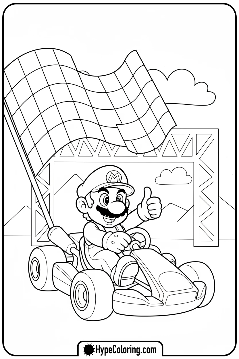 mario-in-kart - coloring pages of super mario bros
